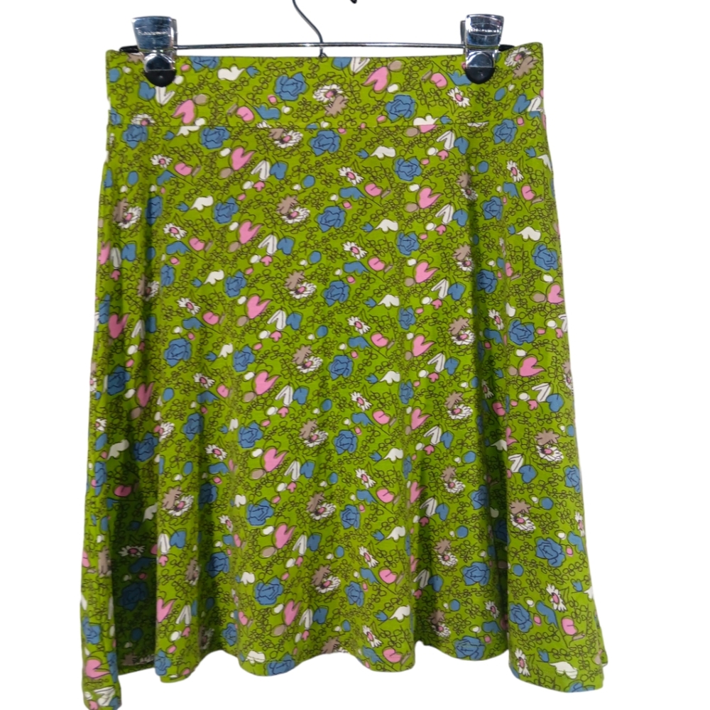 BODEN Coloful Floral Print Jersey Strech Skirt above knee SZ 8R